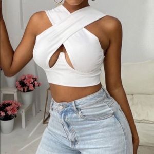 White Cropped Cross Top